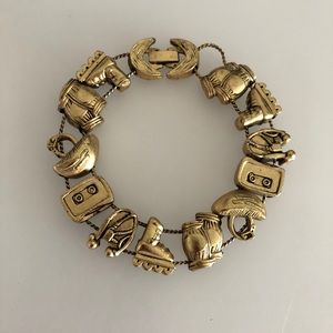 VTG 1980s-Theme Slide Charm Bracelet Roller Skates